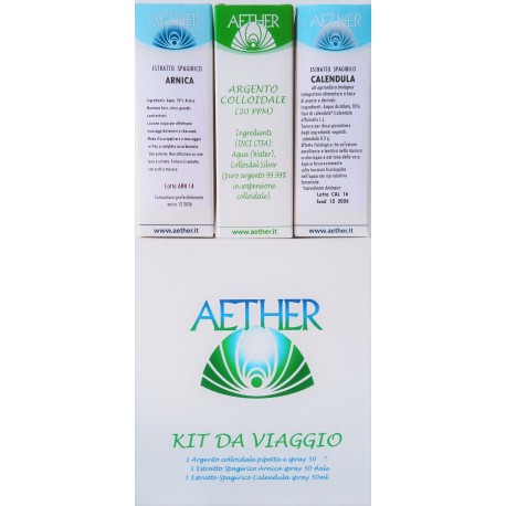 Kit da viaggio composto da Argento Colloidale, Arnica e Calendula- aether