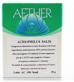 Scen Acidophilus salis integratore alimentare di lactobacillus sporogenes con 15 miliardi di microorganismi per grammo, sale spagirico di ginepro.