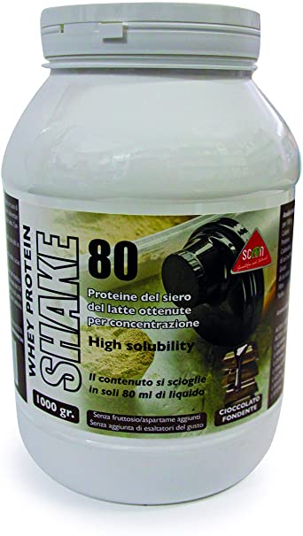 Whey Protein Shake 80 - Proteine del siero del latte concentrate. - cioccolato. fondente, 1000 gr.