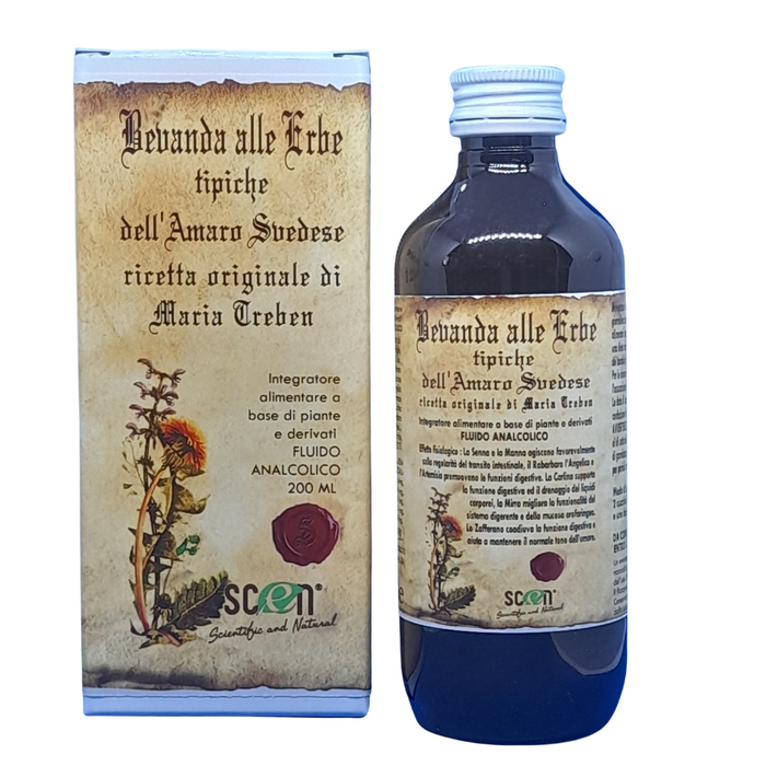 Amaro Svedese Senza Alcool - 200 ml - bevanda alle erbe tipiche dell'Amaro Svedese - ricetta originale Maria Treben - Scen - prodotto in Italia
