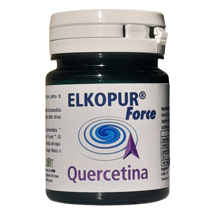 Elkopur Force Quercetina pura, 30 capsule da 500 mg. con 200 mg. di Quercetina titolata 93% in Quercetina, Vegetarian e Vegan ok, Rinforza il sistema immunitario, Antiossidante, prodotto in Italia