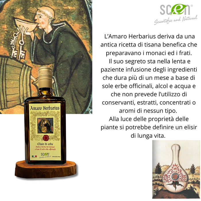 Amaro Herbarius - Elisir di Erbe - antica ricetta dei monaci a base di sole erbe officinali - 700 ml