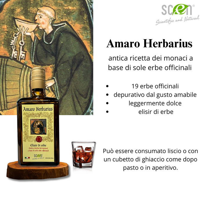 Amaro Herbarius - Elisir di Erbe - antica ricetta dei monaci a base di sole erbe officinali - 700 ml