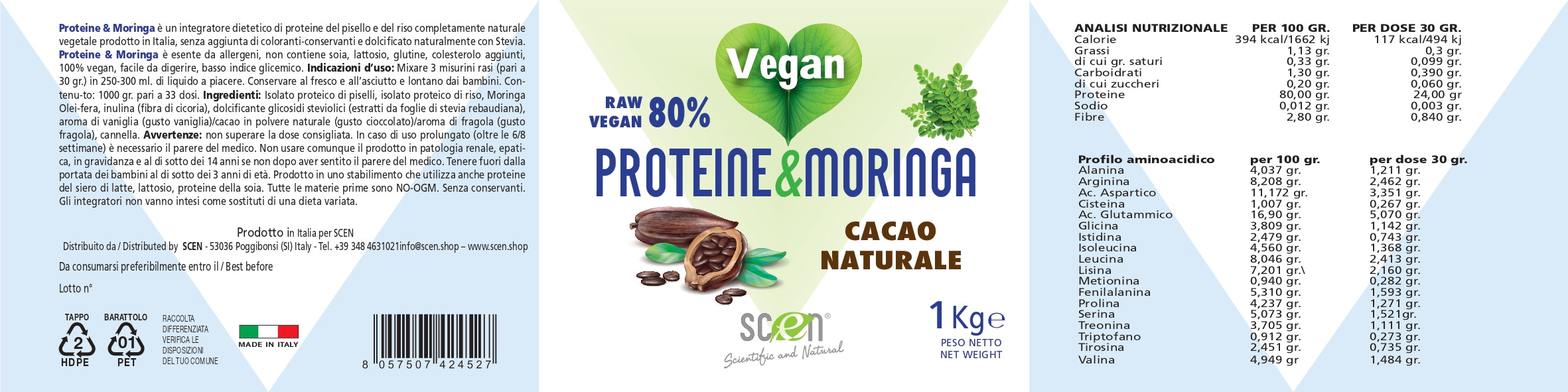 Proteine&Moringa - Raw Vegan 80% - Vaniglia