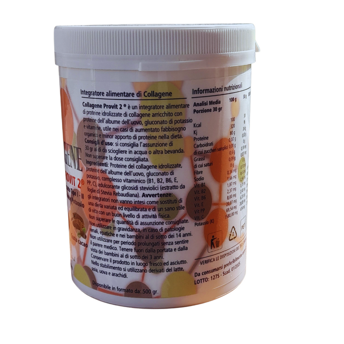 Scen Collagene Provit2 - Collagene idrolizzato tipo I e II ad altissima concentrazione arricchito con proteine dell'albume dell'uovo, potassio, vitamine B1, B2, B6, E, PP, C