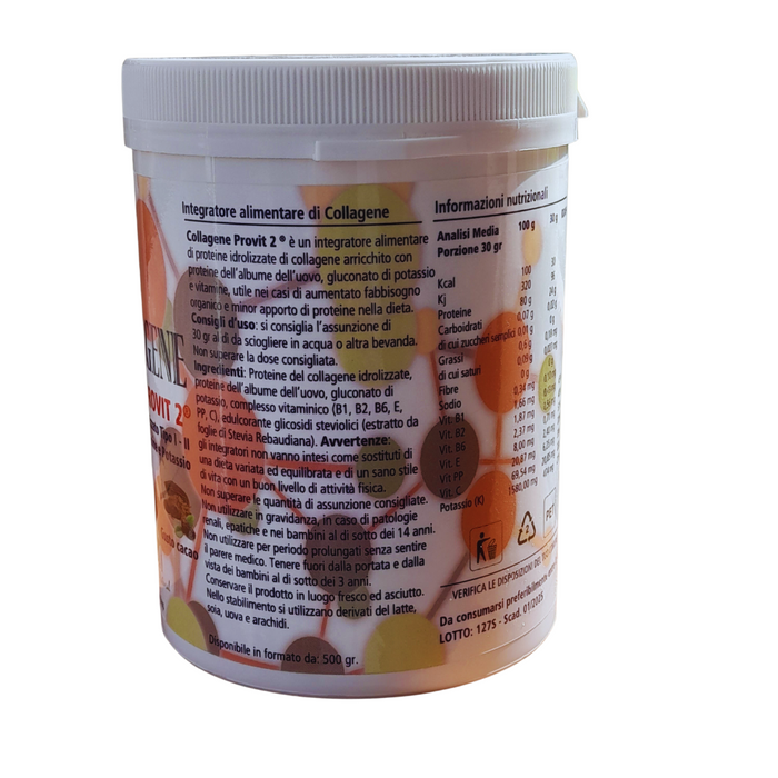 Scen Collagene Provit2 - Collagene idrolizzato tipo I e II ad altissima concentrazione (24 gr. per dose) arricchito con proteine dell'albume dell'uovo, potassio, vitamine B1, B2, B6, E, PP, C