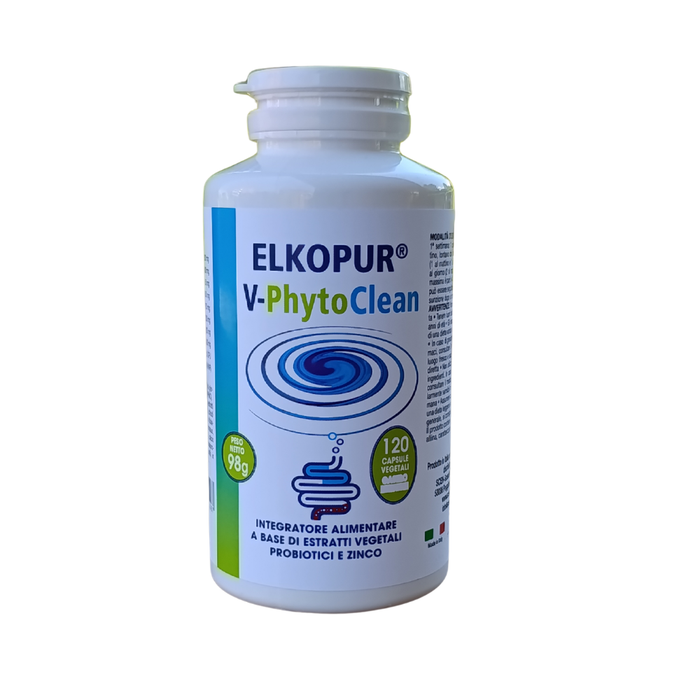 Elkopur V‑PhytoClean – Depurazione Intestinale Avanzata | Estratti Vegetali + Probiotici + Zinco