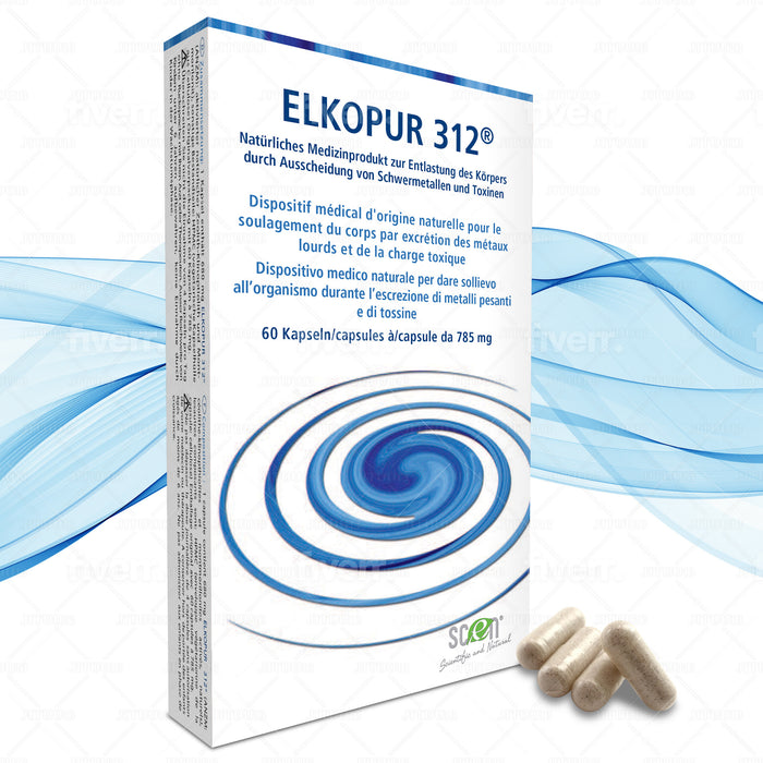 Elkopur 312 - Zeolite pura attivata - 60 capsule - 30 giorni di trattamento detox, Dispositivo medico classe 2a, Fiscalmente detraibile