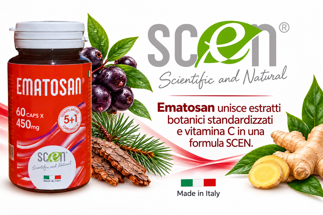Ematosan - Scen - estratti NATURALI utili per favorire una ottimale circolazione sanguigna del microcircolo e venosa ed il supporto alla salute cardiovascolare