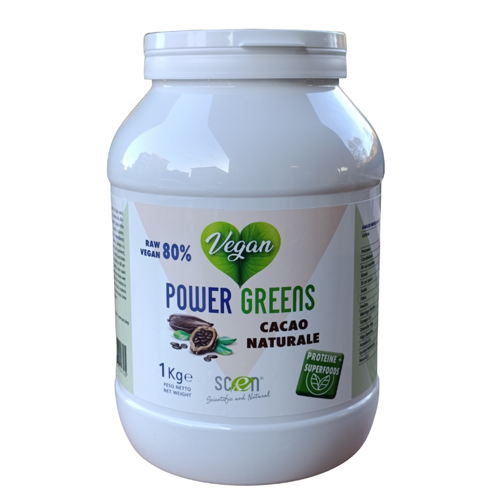 Power Greens - proteine vegetali + Superfoods - Gusto cioccolato - 1000 gr.