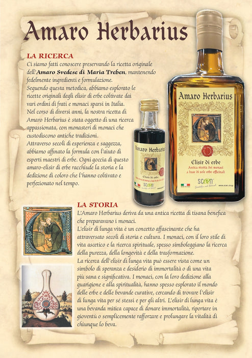 Amaro Herbarius - Elisir di Erbe - antica ricetta dei monaci a base di sole erbe officinali - 700 ml