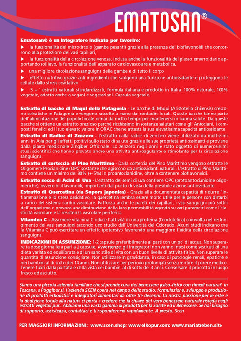 Ematosan - Scen - estratti NATURALI utili per favorire una ottimale circolazione sanguigna del microcircolo e venosa ed il mantenimento della salute cardiovascolare