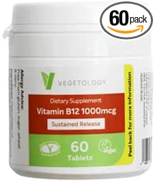 Vitamina B12 - Scen - Cianocobalamina, 1000 mcg. a rilascio prolungato, 60 tavolette (per 2 mesi) VEGAN