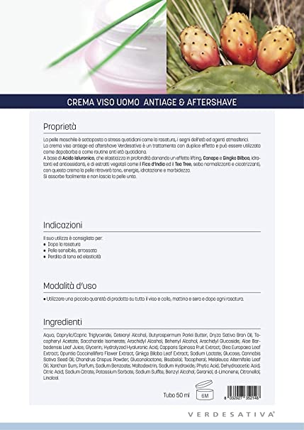 Crema viso UOMO - Anti age & after shave - Verdesativa