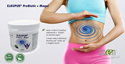 Elkopur PreBiotic + Maqui - integratore alimentare di Inulina polvere da cicoria con Maqui estratto, 220 grammi