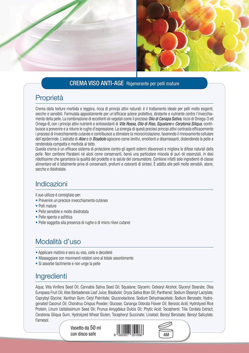 Crema viso Bioattiva Anti Age - Rigenerante per pelli mature - Verdesativa