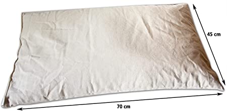 SCEN-Cuscino Letto cm. 70X45 in pula di Farro biologica, con federa esterna tessuto a righine compresa