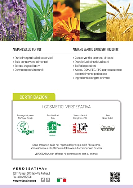 Crema corpo rigenerante per pelle secca - disidratata, sensibile ed esigente. Ideale come doposole - Bio e Vegan - Cruelty Free - Nickel tested - 200 ml - Verdesativa