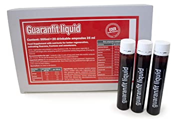 Guaranfit - 1500 mg. estratto di Guaranà con zinco+taurina+glutammina - pronto da bere al gusto limone-arancia, scatola da 20 ampulle da 25 ml.