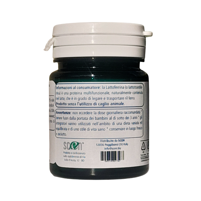 Elkopur Immune Lattoferrina pura, capsule da 500 mg. contenenti 200 mg. di Lattoferrina titolata 95%. NON utilizza caglio animale - vegetarian ok | Rinforza il sistema immunitario | Antiossidante, prodotto in Italia